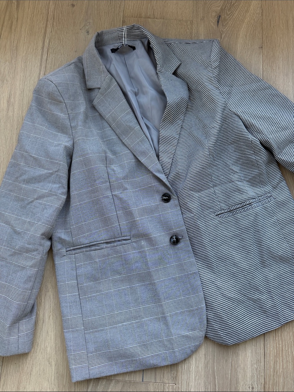 Miss Lola Two-Tone Gray Plaid & Houndstooth Sport Coat